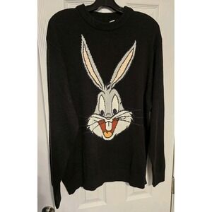 H&M x Warner Bros Bugs Bunny Knit Sweater Mens Large Black Looney Tunes Cartoons
